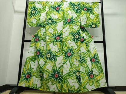 平和屋着物∴夏物　浴衣　有松鳴海絞り　舞花文　綿　逸品　CABJ0252ng