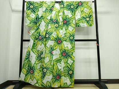 平和屋着物∴夏物　浴衣　有松鳴海絞り　舞花文　綿　逸品　CABJ0252ng