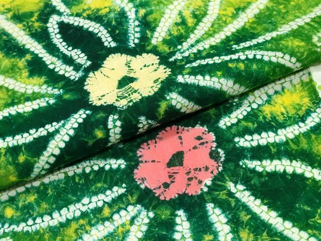 平和屋着物∴夏物　浴衣　有松鳴海絞り　舞花文　綿　逸品　CABJ0252ng