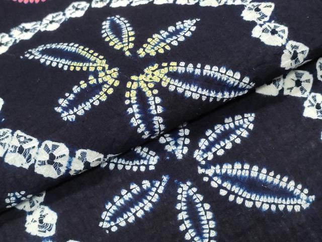 平和屋着物∴夏物　浴衣　有松鳴海絞り　亀甲花文　綿　逸品　CABJ0256ng