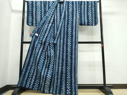 平和屋着物∴夏物　浴衣　有松鳴海絞り　舞花間道　綿　逸品　CABJ0257ng