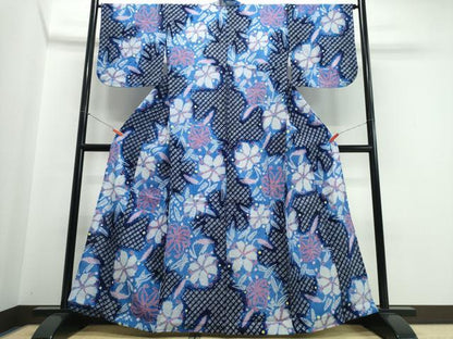 平和屋着物∴夏物　浴衣　有松鳴海絞り　百合　綿　逸品　CABJ0259ng