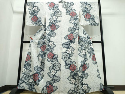 平和屋着物∴夏物　浴衣　有松鳴海絞り　薔薇　綿　逸品　CABJ0260ng