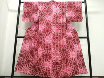 平和屋着物∴夏物　浴衣　有松鳴海絞り　麻の葉文様　綿　逸品　CABJ0261ng