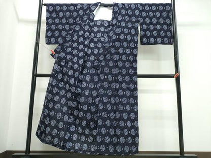 平和屋着物∴夏物　浴衣　有松鳴海絞り　丸文　綿　逸品　CABJ0262ng