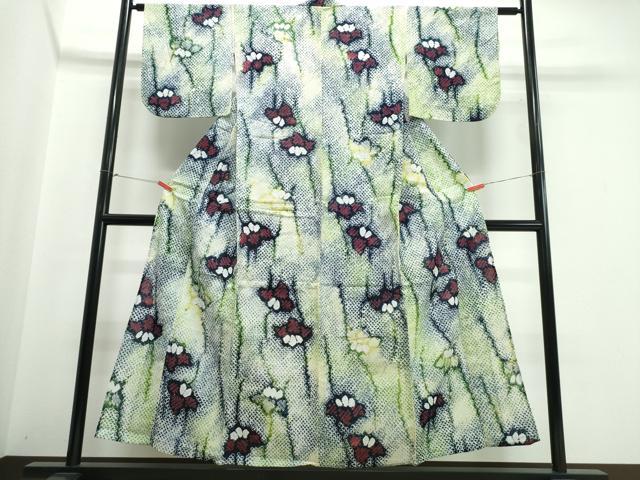 平和屋着物∴夏物　浴衣　有松鳴海絞り　杜若　綿　逸品　CABJ0263ng