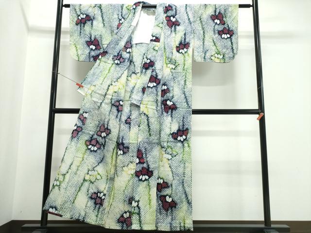 平和屋着物∴夏物　浴衣　有松鳴海絞り　杜若　綿　逸品　CABJ0263ng