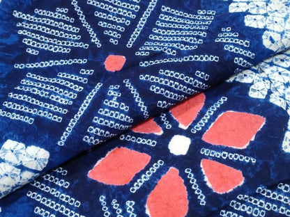 平和屋着物∴夏物　浴衣　有松鳴海絞り　花唐草文　綿　逸品　CABJ0266ng
