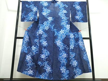 平和屋着物∴夏物　浴衣　有松鳴海絞り　草花文　綿　逸品　CABJ0268ng