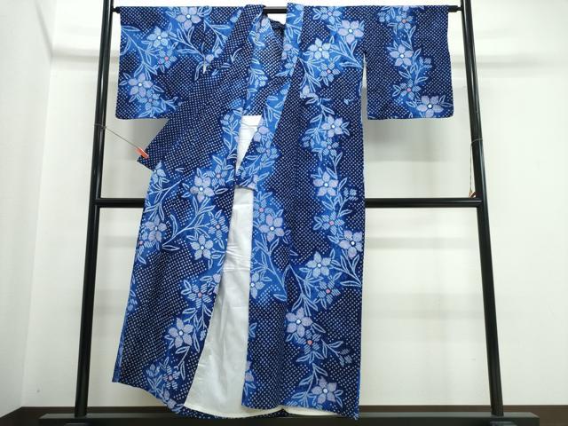 平和屋着物∴夏物　浴衣　有松鳴海絞り　草花文　綿　逸品　CABJ0268ng