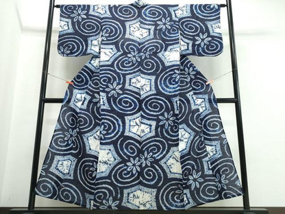 平和屋着物∴夏物　浴衣　有松鳴海絞り　花唐草文　綿　逸品　CABJ0269ng