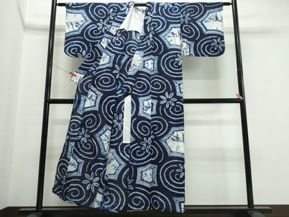 平和屋着物∴夏物　浴衣　有松鳴海絞り　花唐草文　綿　逸品　CABJ0269ng
