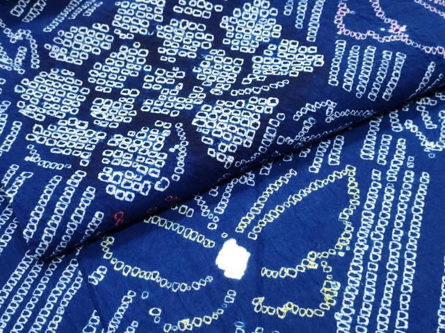 平和屋着物∴夏物　浴衣　有松鳴海絞り　牡丹舞蝶文　綿　逸品　CABJ0271ng