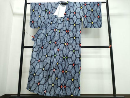 平和屋着物∴夏物　浴衣　有松鳴海絞り　麻の葉文様　綿　逸品　未使用　CABJ0272ng