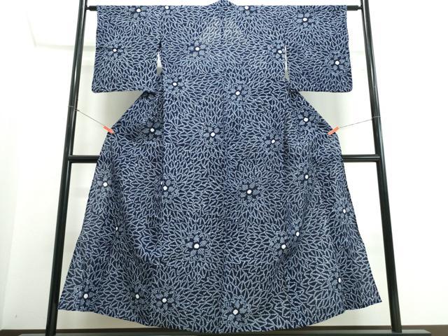 平和屋着物∴夏物　浴衣　有松鳴海絞り　舞花文　綿　逸品　CABJ0275ng