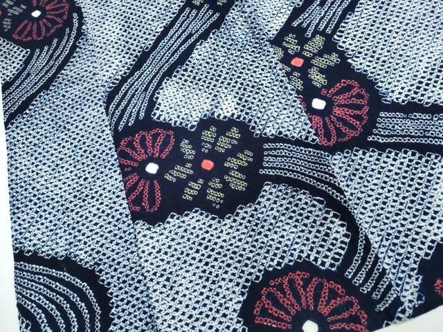 平和屋着物∴夏物　浴衣　有松鳴海絞り　流水花文　綿　逸品　CABJ0278ng