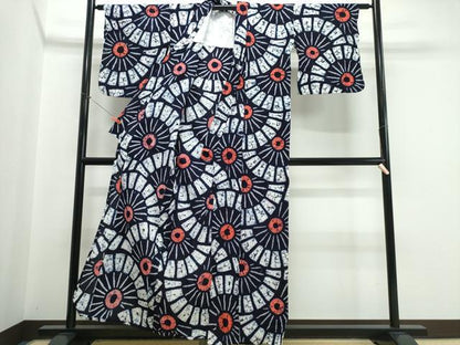 平和屋着物∴夏物　浴衣　有松鳴海絞り　番傘重ね文　綿　逸品　CABJ0290ng
