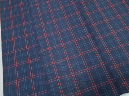 平和屋着物∴夏物　阿波しじら織　浴衣　格子柄　綿　逸品　未使用　CABJ0291ng