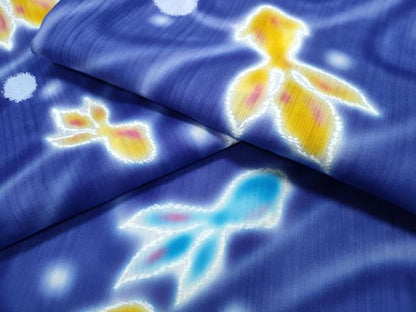 平和屋着物∴夏物　浴衣　注染　金魚　流水文　綿　逸品　CABJ0293ng
