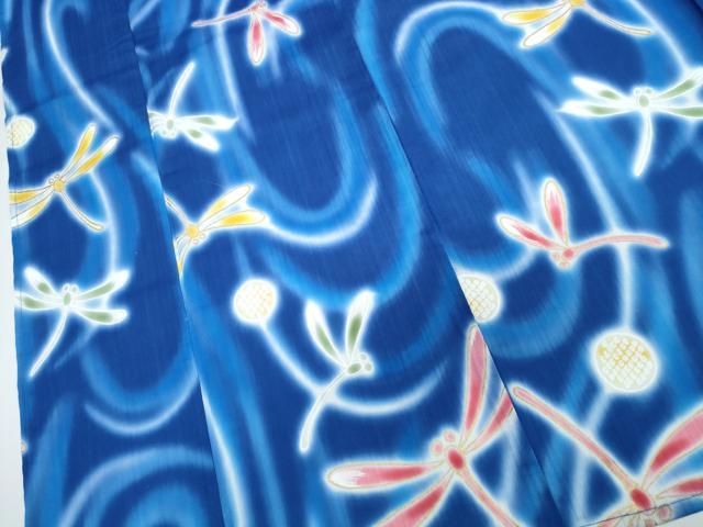 平和屋着物∴夏物　浴衣　注染　トンボ　蜻蛉流水文　綿　逸品　CABJ0294ng