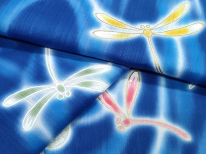 平和屋着物∴夏物　浴衣　注染　トンボ　蜻蛉流水文　綿　逸品　CABJ0294ng