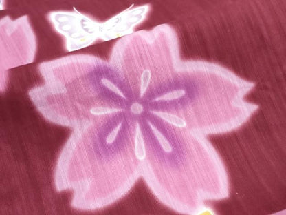 平和屋着物∴夏物　浴衣　注染　舞蝶桜　綿　逸品　未使用　CABJ0295ng