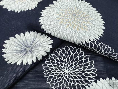 平和屋着物∴夏物　夢工房　浴衣　綿絽　注染　舞菊文　日本製　綿　逸品　CABJ0300ng