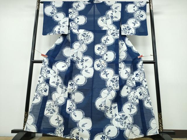 平和屋着物∴夏物　浴衣　綿絽　注染　草花丸文　綿　逸品　CABJ0301ng