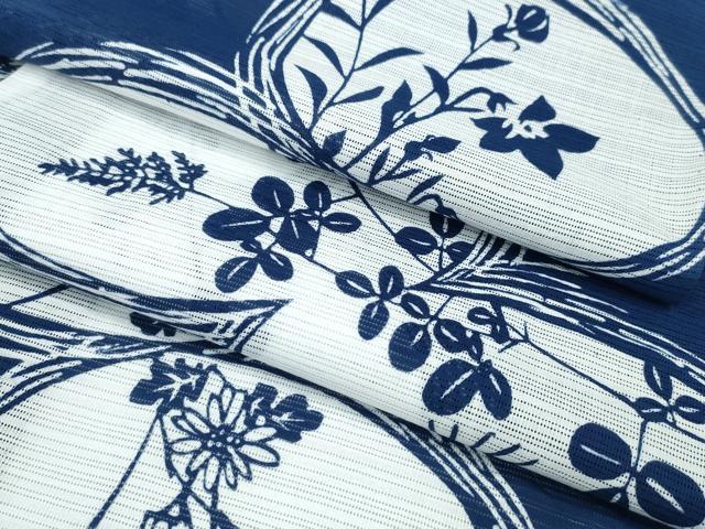 平和屋着物∴夏物　浴衣　綿絽　注染　草花丸文　綿　逸品　CABJ0301ng