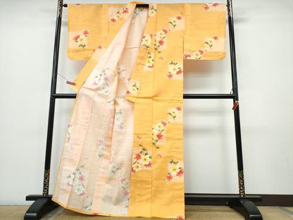 平和屋着物∴夏物　浴衣　草花文　綿　逸品　CABJ0304ng