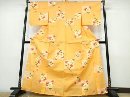 平和屋着物∴夏物　浴衣　草花文　綿　逸品　CABJ0305ng