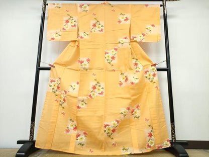 平和屋着物∴夏物　浴衣　草花文　綿　逸品　CABJ0306ng