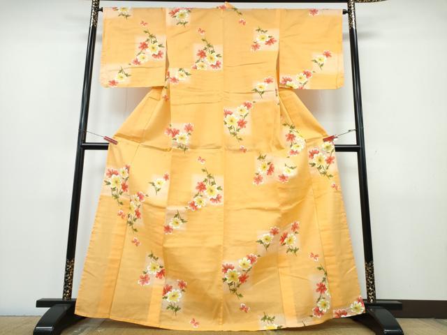 平和屋着物∴夏物　浴衣　草花文　綿　逸品　CABJ0306ng