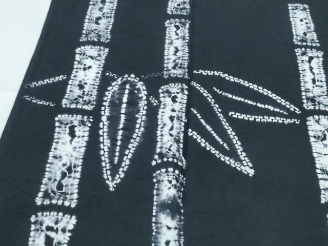 平和屋着物∴夏物　訪問着・浴衣兼用　絵羽浴衣　有松鳴海絞り　笹竹文　黒地　綿　逸品　CABJ0307ng