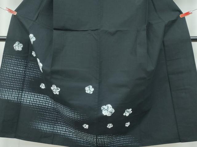 平和屋着物∴夏物　訪問着・浴衣兼用　絵羽浴衣　有松鳴海絞り　霞舞花文　黒地　綿　逸品　CABJ0308ng