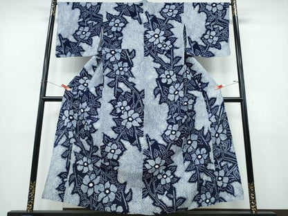 平和屋着物∴夏物　浴衣　有松鳴海絞り　枝花文　綿　逸品　CABJ0311ng