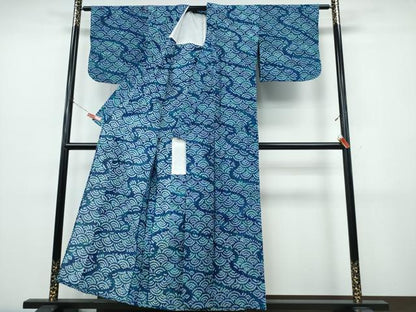 平和屋着物∴夏物　浴衣　有松鳴海絞り　青海波流水文　綿　逸品　CABJ0312ng