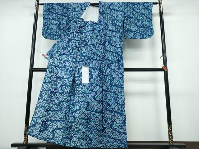 平和屋着物∴夏物　浴衣　有松鳴海絞り　青海波流水文　綿　逸品　CABJ0312ng