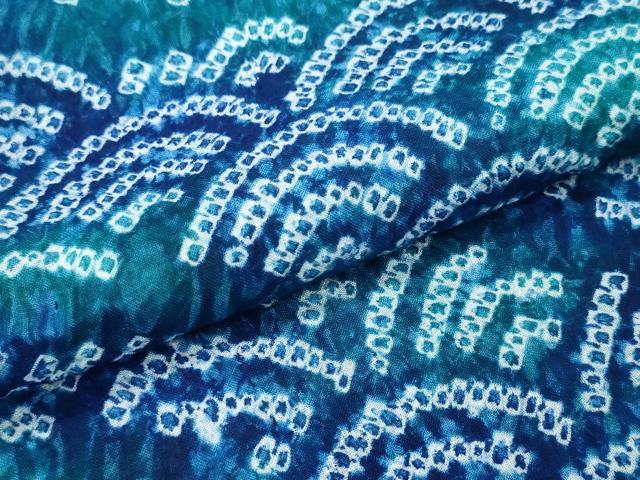 平和屋着物∴夏物　浴衣　有松鳴海絞り　青海波流水文　綿　逸品　CABJ0312ng