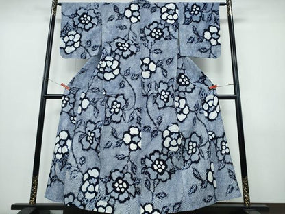 平和屋着物∴夏物　浴衣　有松鳴海絞り　枝花文　綿　逸品　CABJ0313ng