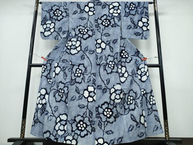 平和屋着物∴夏物　浴衣　有松鳴海絞り　枝花文　綿　逸品　CABJ0313ng