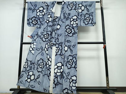 平和屋着物∴夏物　浴衣　有松鳴海絞り　枝花文　綿　逸品　CABJ0313ng