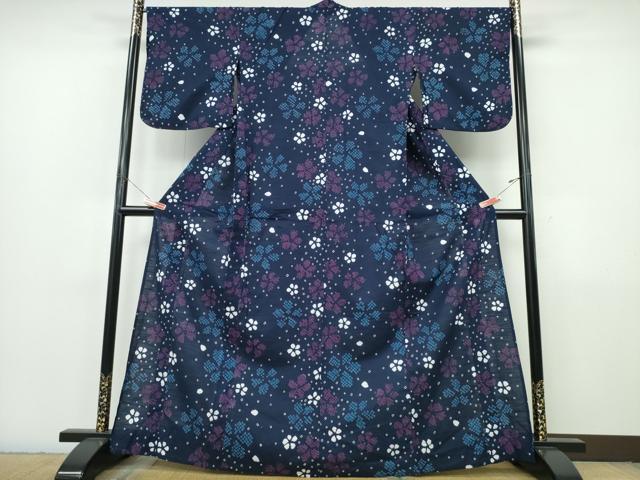 平和屋着物∴夏物　浴衣　自由区　絞り　舞花文　オンワード樫山　綿　逸品　CABJ0325ng
