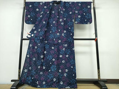 平和屋着物∴夏物　浴衣　自由区　絞り　舞花文　オンワード樫山　綿　逸品　CABJ0325ng