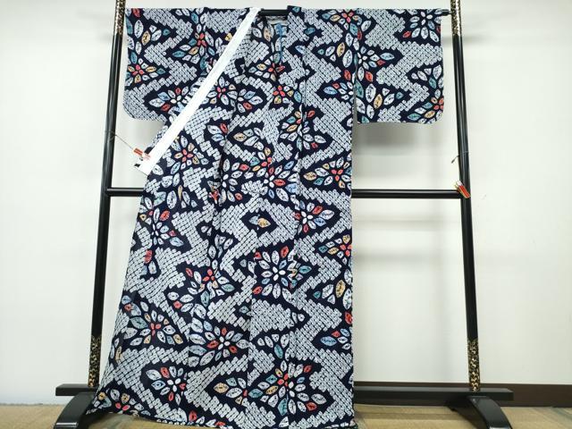 平和屋着物∴夏物　浴衣　有松鳴海絞り　流水花文　綿　逸品　CABJ0328ng