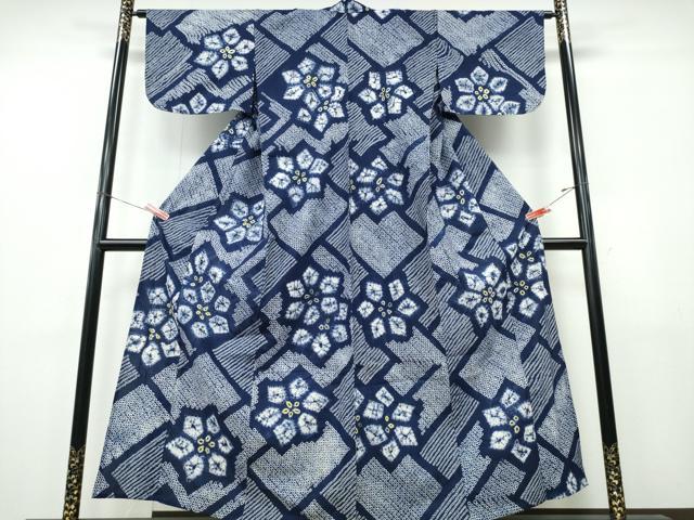 平和屋着物∴夏物　浴衣　有松鳴海絞り　舞花文　綿　逸品　CABJ0330ng