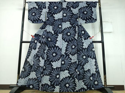 平和屋着物∴夏物　浴衣　有松鳴海絞り　菊文　綿　逸品　CABJ0331ng