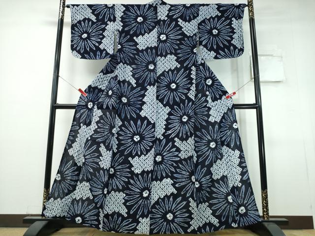 平和屋着物∴夏物　浴衣　有松鳴海絞り　菊文　綿　逸品　CABJ0331ng
