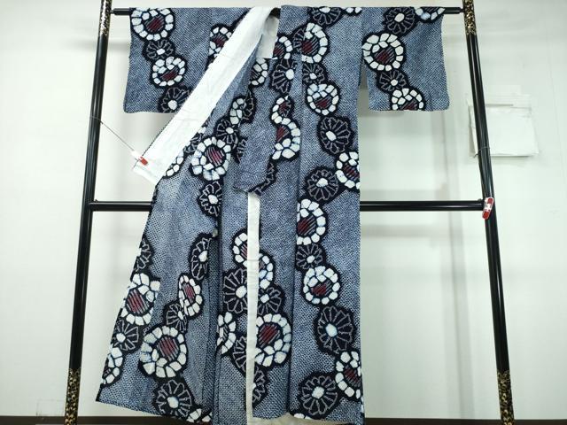 平和屋着物∴夏物　浴衣　有松鳴海絞り　舞花文綿　逸品　CABJ0332ng