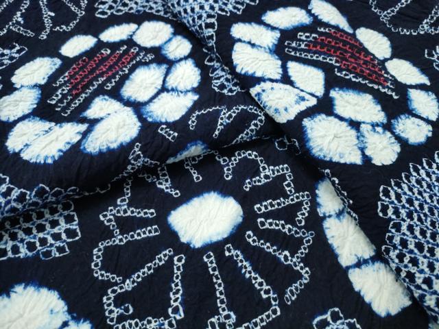 平和屋着物∴夏物　浴衣　有松鳴海絞り　舞花文綿　逸品　CABJ0332ng